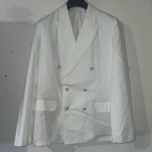 Zara White Sport Coat with Peaked Lapels Size 44